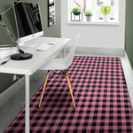 Pink And Black Buffalo Check Print Area Rug