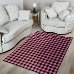 Pink And Black Buffalo Check Print Area Rug