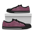 Pink And Black Buffalo Check Print Black Low Top Sneakers