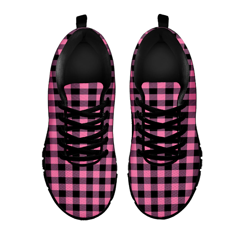 Pink And Black Buffalo Check Print Black Sneakers