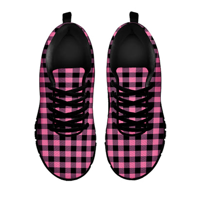 Pink And Black Buffalo Check Print Black Sneakers