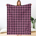 Pink And Black Buffalo Check Print Blanket