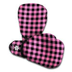 Pink And Black Buffalo Check Print Boxing Gloves