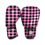 Pink And Black Buffalo Check Print Boxing Gloves