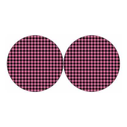 Pink And Black Buffalo Check Print Car Coasters