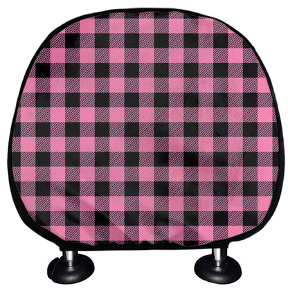 Pink And Black Buffalo Check Print Car Headrest Covers