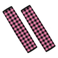 Pink And Black Buffalo Check Print Car Seat Belt Covers