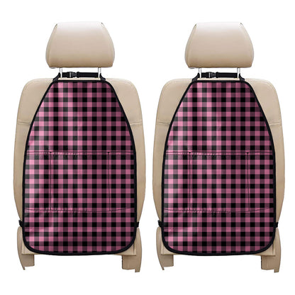 Pink And Black Buffalo Check Print Car Seat Organizers