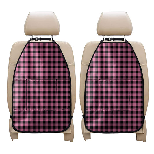 Pink And Black Buffalo Check Print Car Seat Organizers