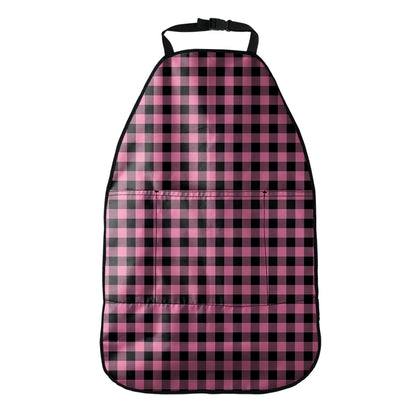 Pink And Black Buffalo Check Print Car Seat Organizers