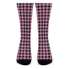 Pink And Black Buffalo Check Print Crew Socks