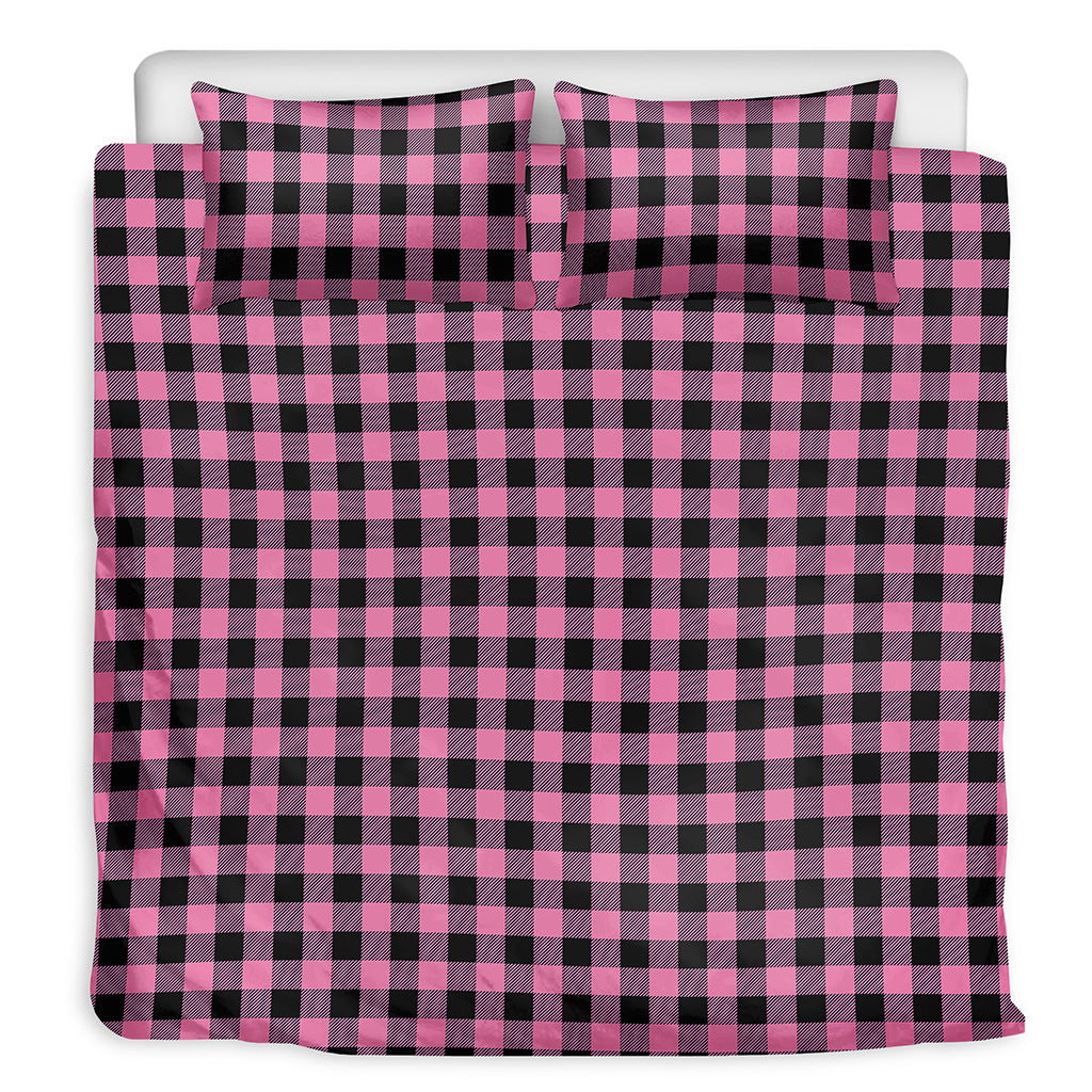 Pink And Black Buffalo Check Print Duvet Cover Bedding Set