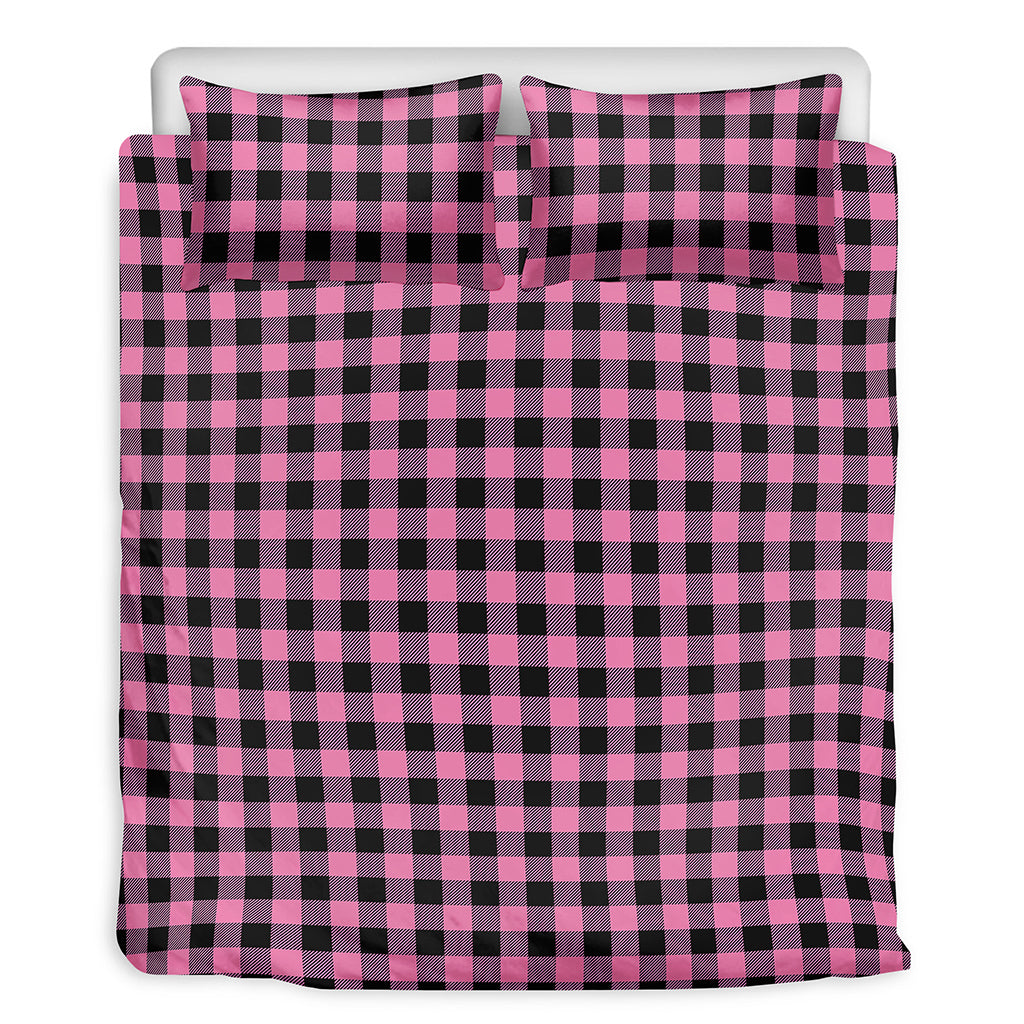 Pink And Black Buffalo Check Print Duvet Cover Bedding Set