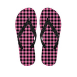 Pink And Black Buffalo Check Print Flip Flops
