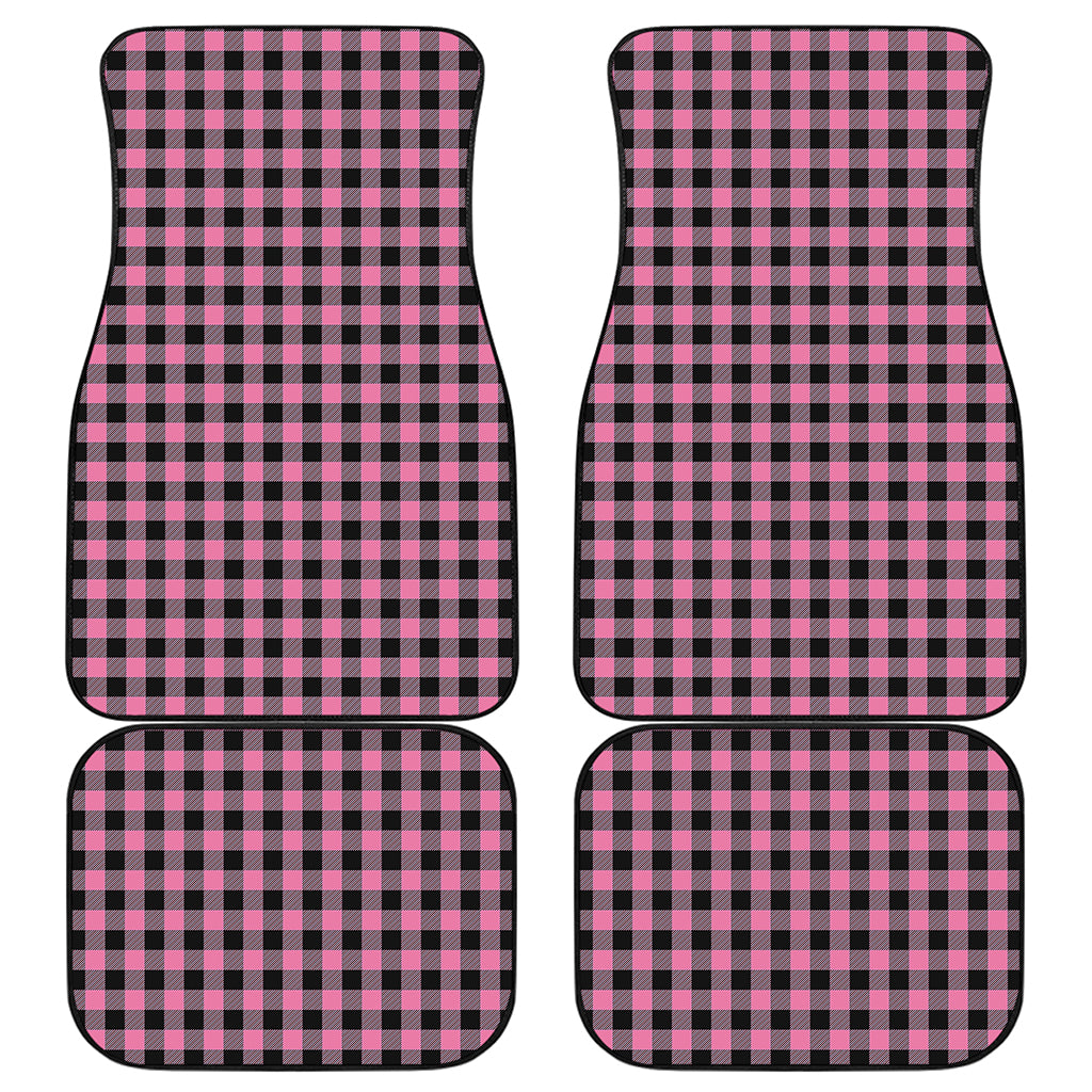 Pink And Black Buffalo Check Print Front and Back Car Floor Mats
