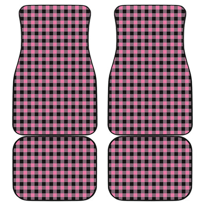 Pink And Black Buffalo Check Print Front and Back Car Floor Mats