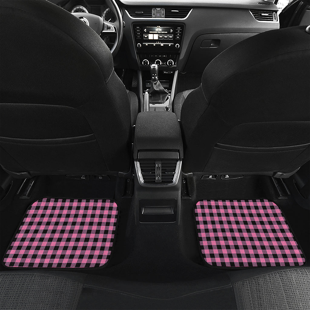 Pink And Black Buffalo Check Print Front and Back Car Floor Mats