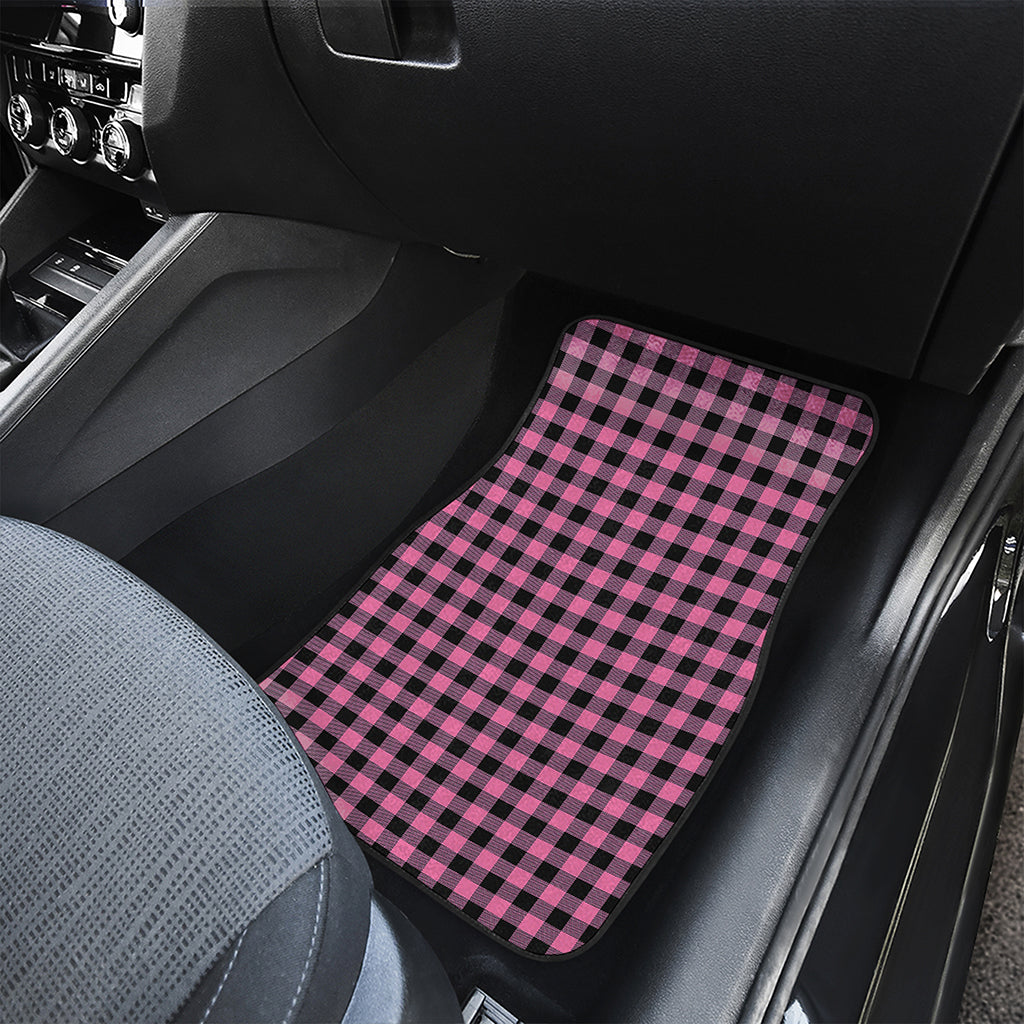 Pink And Black Buffalo Check Print Front and Back Car Floor Mats