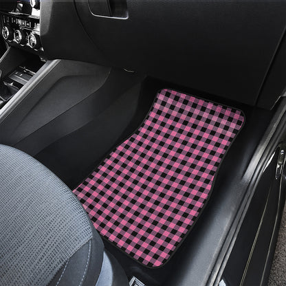Pink And Black Buffalo Check Print Front and Back Car Floor Mats