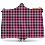 Pink And Black Buffalo Check Print Hooded Blanket