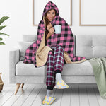 Pink And Black Buffalo Check Print Hooded Blanket