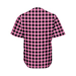 Pink And Black Buffalo Check Print Men's Baseball Jersey
