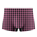 Pink And Black Buffalo Check Print Men's Boxer Briefs