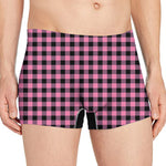 Pink And Black Buffalo Check Print Men's Boxer Briefs