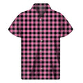 Pink And Black Buffalo Check Print Men's Short Sleeve Shirt