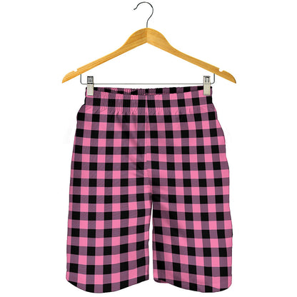 Pink And Black Buffalo Check Print Men's Shorts
