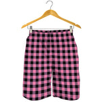Pink And Black Buffalo Check Print Men's Shorts