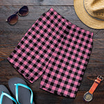 Pink And Black Buffalo Check Print Men's Shorts