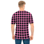 Pink And Black Buffalo Check Print Men's T-Shirt