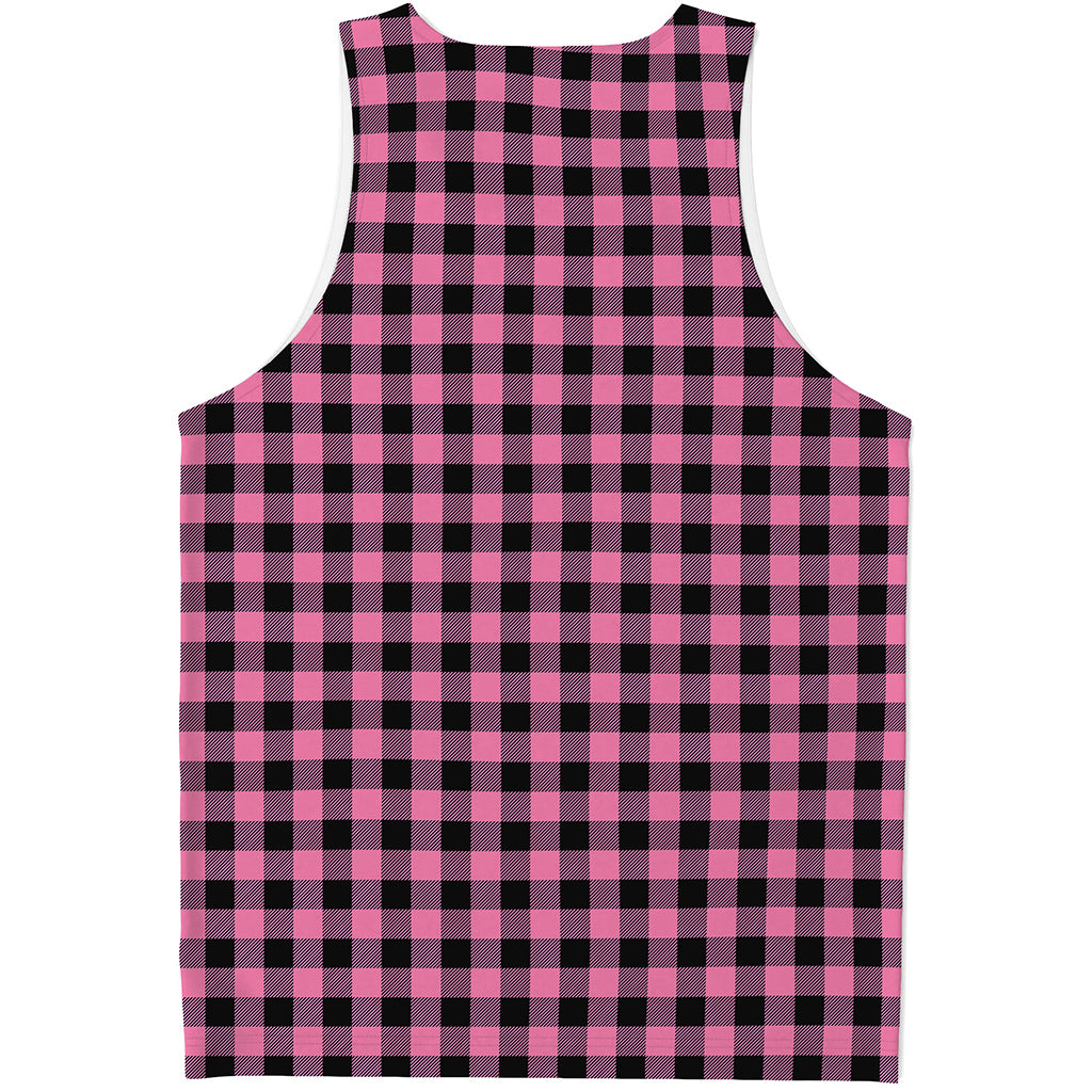 Pink And Black Buffalo Check Print Men's Tank Top