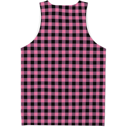 Pink And Black Buffalo Check Print Men's Tank Top