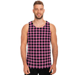 Pink And Black Buffalo Check Print Men's Tank Top