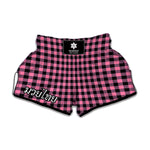 Pink And Black Buffalo Check Print Muay Thai Boxing Shorts