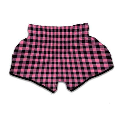 Pink And Black Buffalo Check Print Muay Thai Boxing Shorts