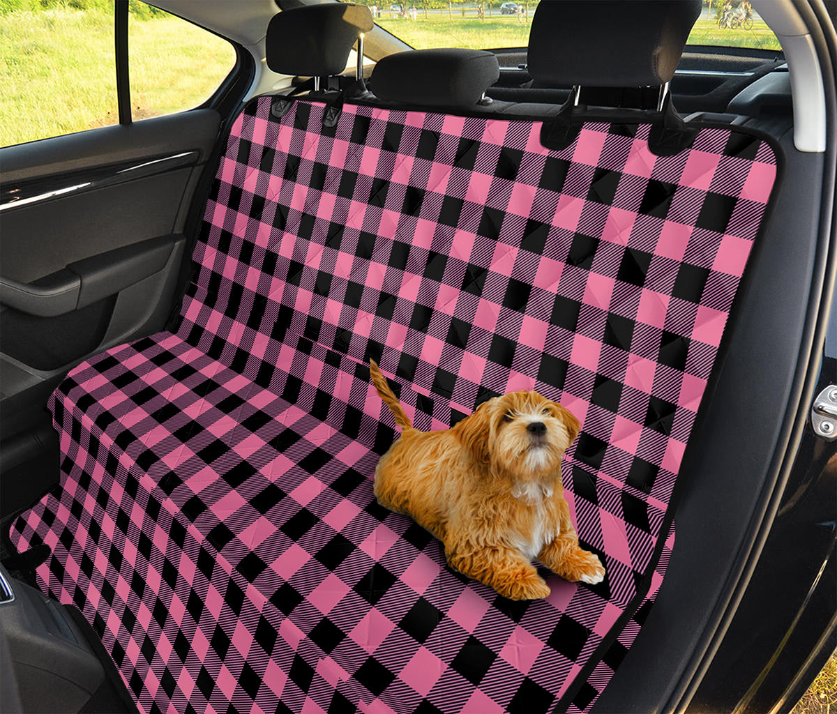 Pink And Black Buffalo Check Print Pet Car Back Seat Cover