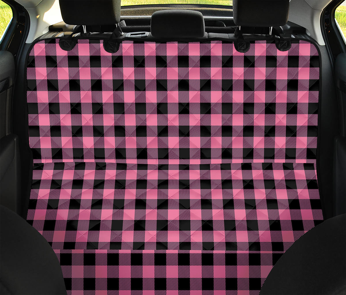 Pink And Black Buffalo Check Print Pet Car Back Seat Cover