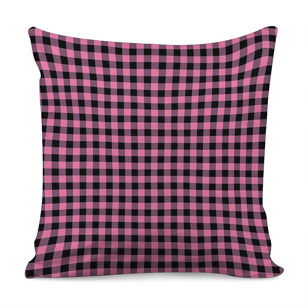 Pink And Black Buffalo Check Print Pillow Cover