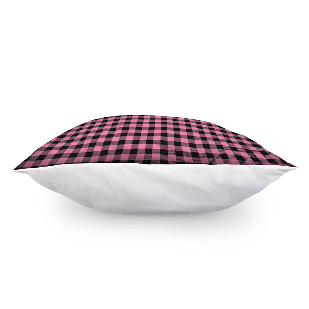 Pink And Black Buffalo Check Print Pillow Cover