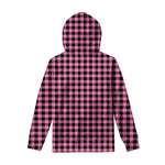 Pink And Black Buffalo Check Print Pullover Hoodie