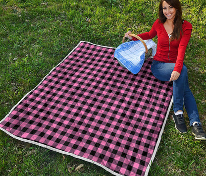 Pink And Black Buffalo Check Print Quilt