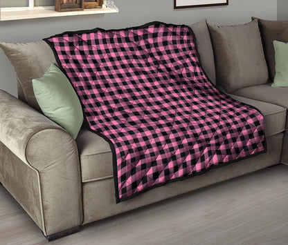 Pink And Black Buffalo Check Print Quilt