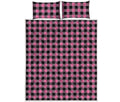 Pink And Black Buffalo Check Print Quilt Bed Set