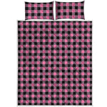 Pink And Black Buffalo Check Print Quilt Bed Set