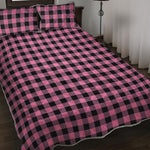 Pink And Black Buffalo Check Print Quilt Bed Set