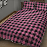 Pink And Black Buffalo Check Print Quilt Bed Set