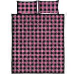 Pink And Black Buffalo Check Print Quilt Bed Set
